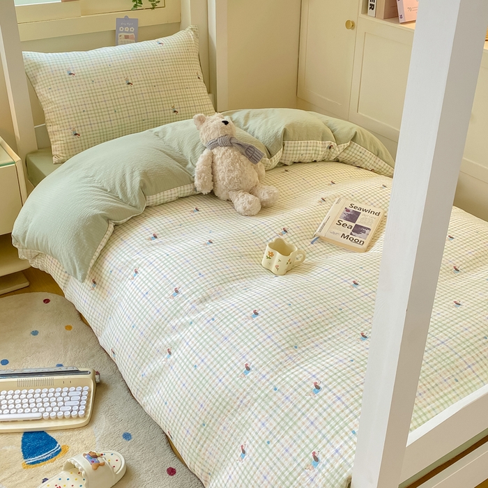 91家纺网 家纺一手货源 找家纺 丽美人家纺 2025新款A类皱皱纱学生宿舍三件套上下铺三件套六件套 QB腊肠犬