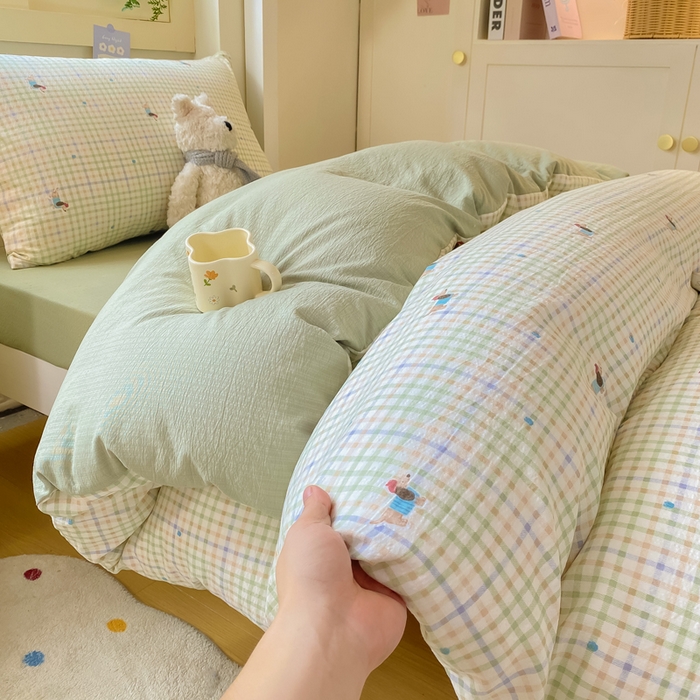 91家纺网 家纺一手货源 找家纺 丽美人家纺 2025新款A类皱皱纱学生宿舍三件套上下铺三件套六件套 QB腊肠犬