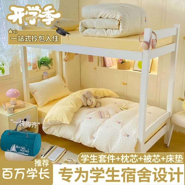 丽美人家纺 2025新款A类皱皱纱学生宿舍三件套上下铺三件套六件套 QB乐园