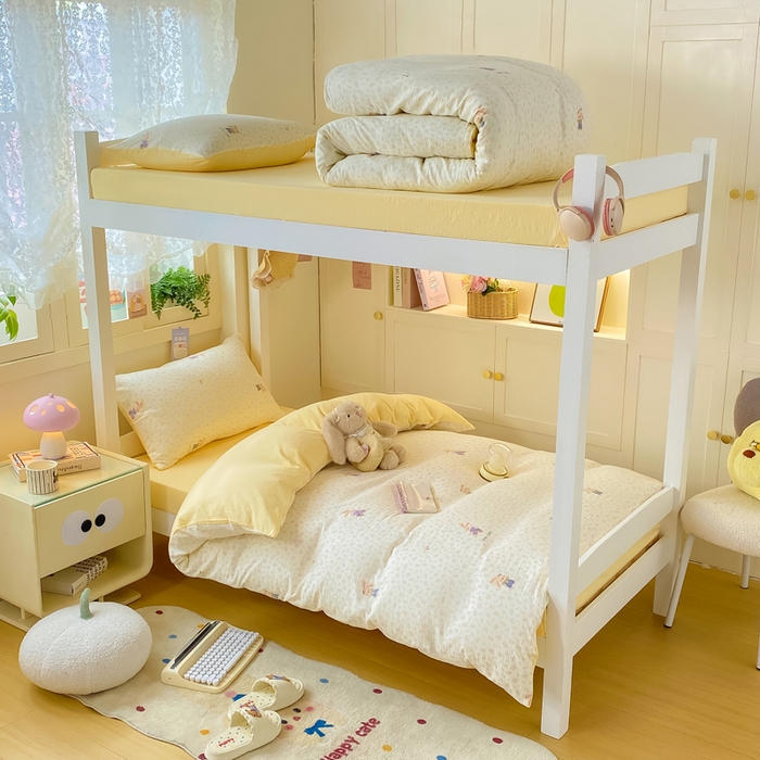 91家纺网 家纺一手货源 找家纺 丽美人家纺 2025新款A类皱皱纱学生宿舍三件套上下铺三件套六件套 QB乐园