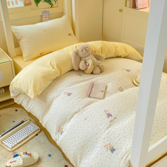 91家纺网 家纺一手货源 找家纺 丽美人家纺 2025新款A类皱皱纱学生宿舍三件套上下铺三件套六件套 QB乐园