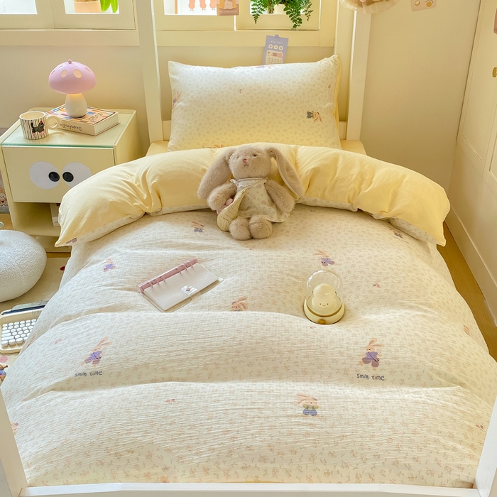 91家纺网 家纺一手货源 找家纺 丽美人家纺 2025新款A类皱皱纱学生宿舍三件套上下铺三件套六件套 QB乐园