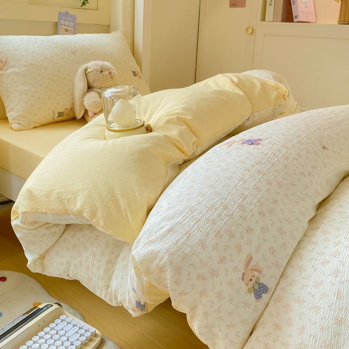 91家纺网 家纺一手货源 找家纺 丽美人家纺 2025新款A类皱皱纱学生宿舍三件套上下铺三件套六件套 QB乐园