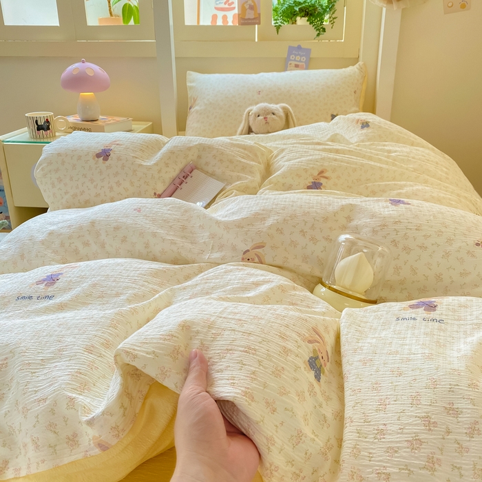 91家纺网 家纺一手货源 找家纺 丽美人家纺 2025新款A类皱皱纱学生宿舍三件套上下铺三件套六件套 QB乐园