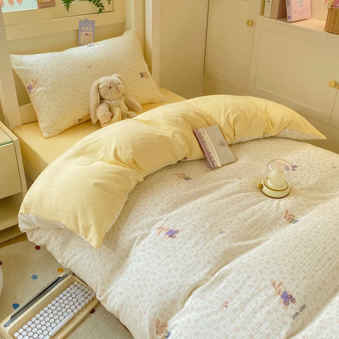 91家纺网 家纺一手货源 找家纺 丽美人家纺 2025新款A类皱皱纱学生宿舍三件套上下铺三件套六件套 QB乐园