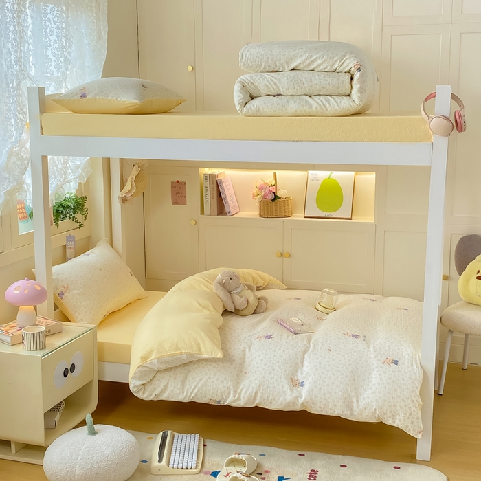 91家纺网 家纺一手货源 找家纺 丽美人家纺 2025新款A类皱皱纱学生宿舍三件套上下铺三件套六件套 QB乐园