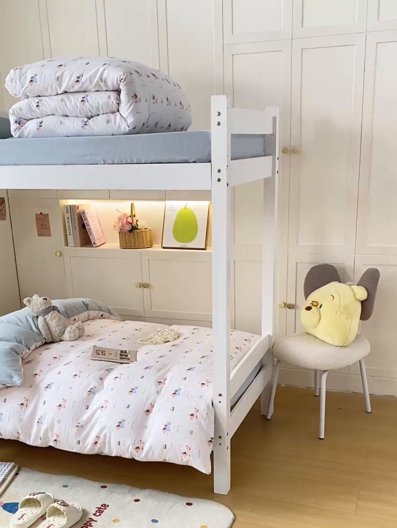 91家纺网 家纺一手货源 找家纺 丽美人家纺 2025新款A类皱皱纱学生宿舍三件套上下铺三件套六件套 QB洛洛小狗