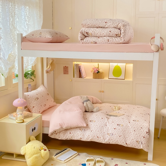 91家纺网 家纺一手货源 找家纺 丽美人家纺 2025新款A类皱皱纱学生宿舍三件套上下铺三件套六件套 QB玛丽