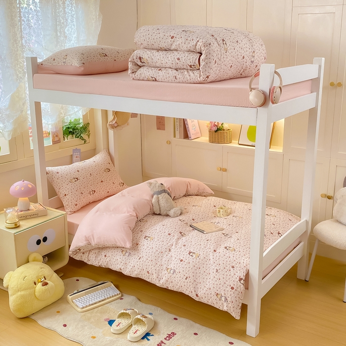 91家纺网 家纺一手货源 找家纺 丽美人家纺 2025新款A类皱皱纱学生宿舍三件套上下铺三件套六件套 QB玛丽