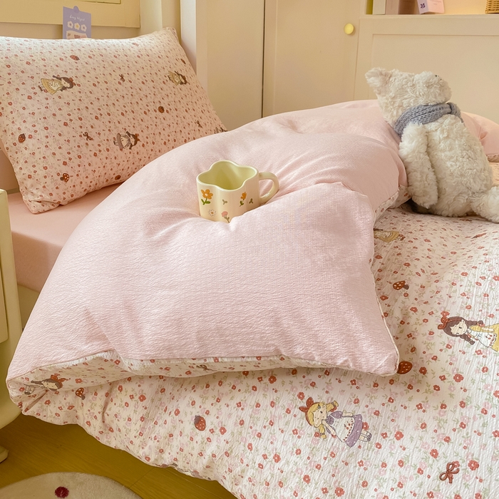 91家纺网 家纺一手货源 找家纺 丽美人家纺 2025新款A类皱皱纱学生宿舍三件套上下铺三件套六件套 QB玛丽