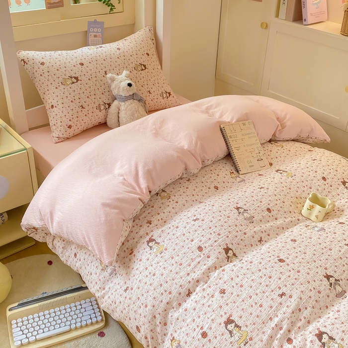 91家纺网 家纺一手货源 找家纺 丽美人家纺 2025新款A类皱皱纱学生宿舍三件套上下铺三件套六件套 QB玛丽