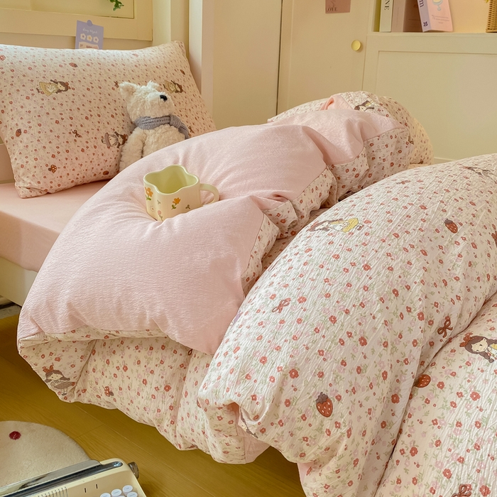 91家纺网 家纺一手货源 找家纺 丽美人家纺 2025新款A类皱皱纱学生宿舍三件套上下铺三件套六件套 QB玛丽