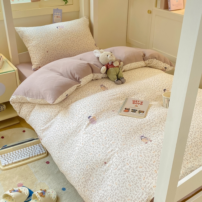 91家纺网 家纺一手货源 找家纺 丽美人家纺 2025新款A类皱皱纱学生宿舍三件套上下铺三件套六件套 QB时光