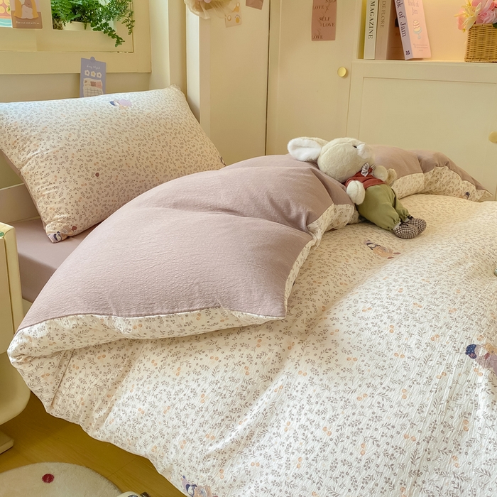 91家纺网 家纺一手货源 找家纺 丽美人家纺 2025新款A类皱皱纱学生宿舍三件套上下铺三件套六件套 QB时光