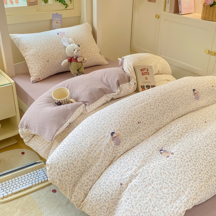 91家纺网 家纺一手货源 找家纺 丽美人家纺 2025新款A类皱皱纱学生宿舍三件套上下铺三件套六件套 QB时光