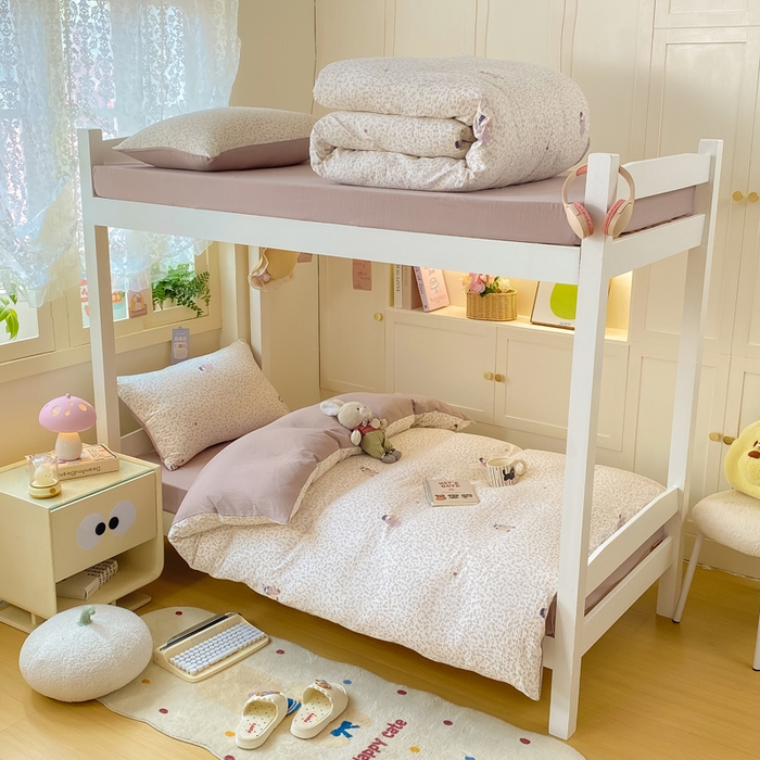 91家纺网 家纺一手货源 找家纺 丽美人家纺 2025新款A类皱皱纱学生宿舍三件套上下铺三件套六件套 QB时光