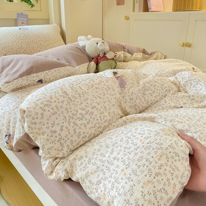 91家纺网 家纺一手货源 找家纺 丽美人家纺 2025新款A类皱皱纱学生宿舍三件套上下铺三件套六件套 QB时光