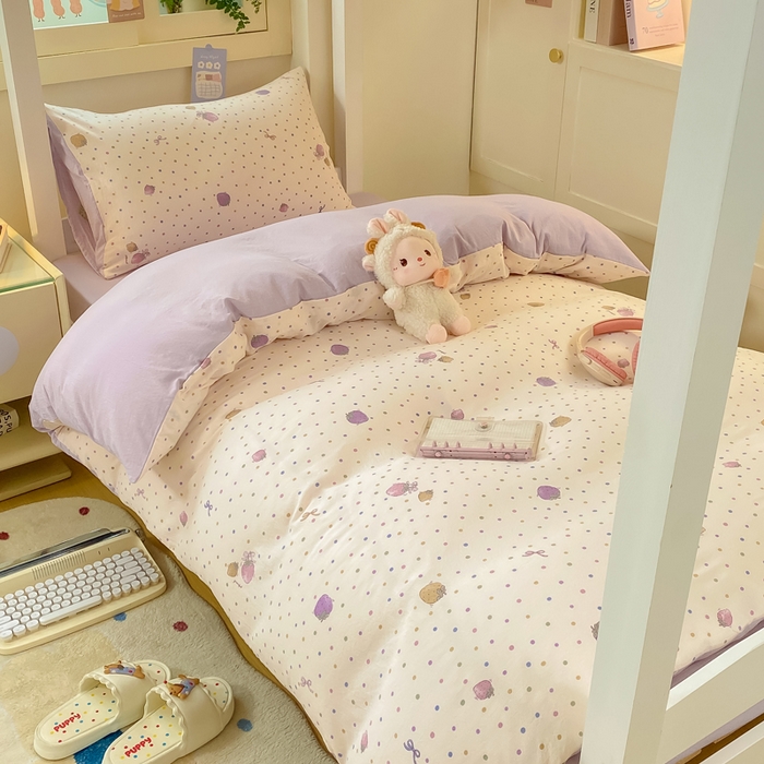 91家纺网 家纺一手货源 找家纺 丽美人家纺 2025新款A类皱皱纱学生宿舍三件套上下铺三件套六件套 QB小甜心