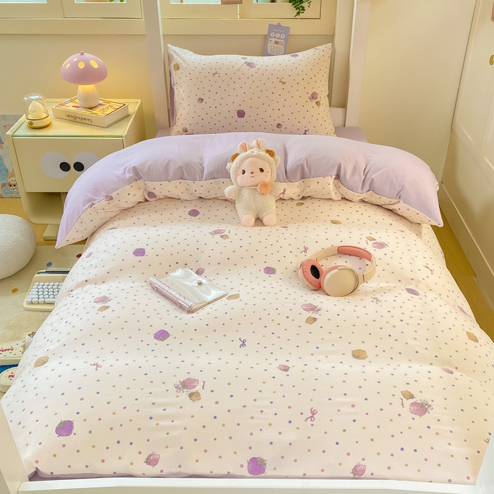 91家纺网 家纺一手货源 找家纺 丽美人家纺 2025新款A类皱皱纱学生宿舍三件套上下铺三件套六件套 QB小甜心