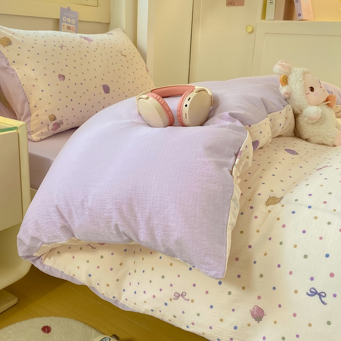 91家纺网 家纺一手货源 找家纺 丽美人家纺 2025新款A类皱皱纱学生宿舍三件套上下铺三件套六件套 QB小甜心