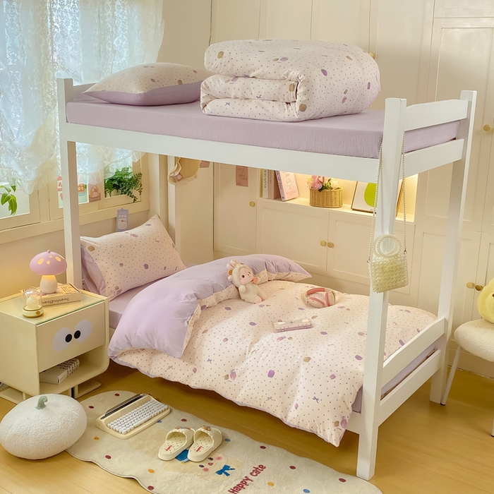 91家纺网 家纺一手货源 找家纺 丽美人家纺 2025新款A类皱皱纱学生宿舍三件套上下铺三件套六件套 QB小甜心