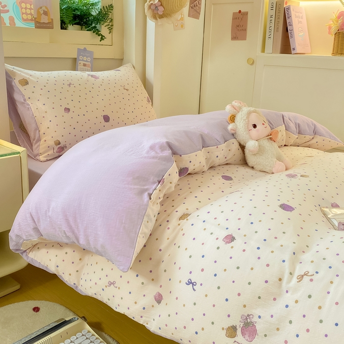 91家纺网 家纺一手货源 找家纺 丽美人家纺 2025新款A类皱皱纱学生宿舍三件套上下铺三件套六件套 QB小甜心