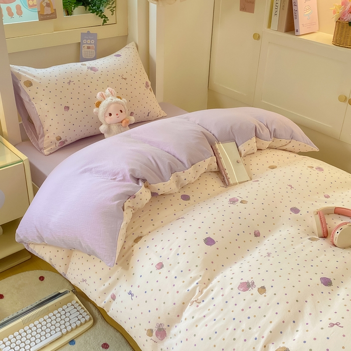 91家纺网 家纺一手货源 找家纺 丽美人家纺 2025新款A类皱皱纱学生宿舍三件套上下铺三件套六件套 QB小甜心