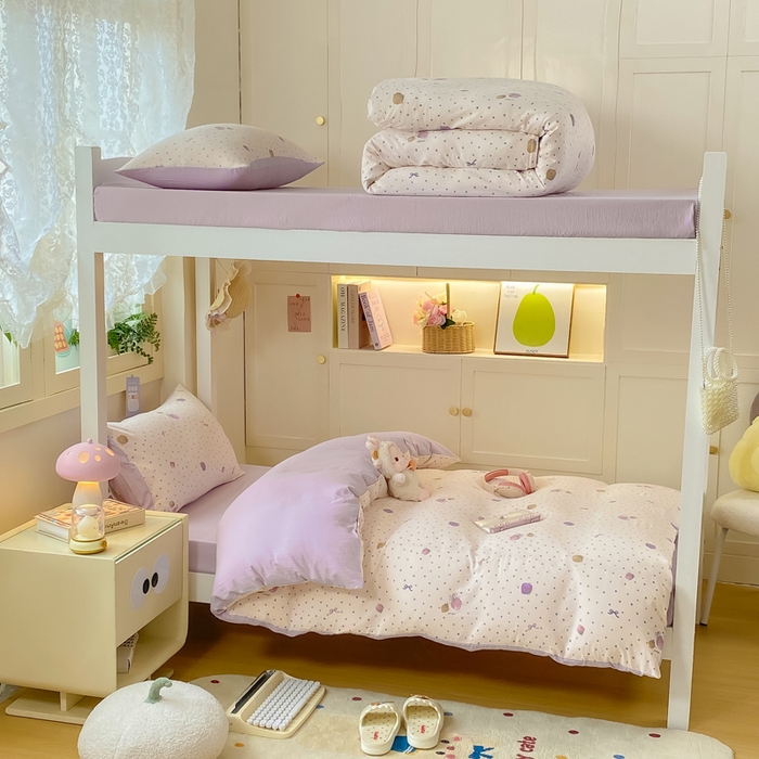 91家纺网 家纺一手货源 找家纺 丽美人家纺 2025新款A类皱皱纱学生宿舍三件套上下铺三件套六件套 QB小甜心