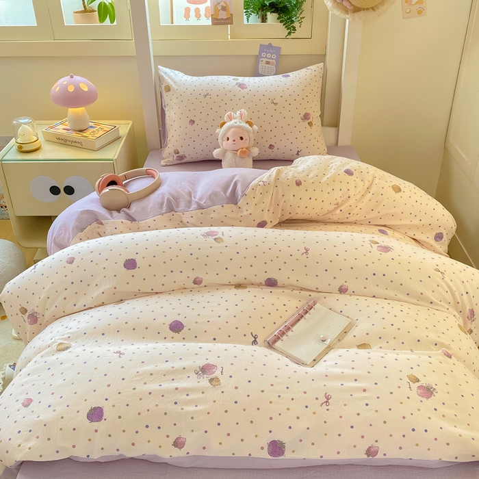 91家纺网 家纺一手货源 找家纺 丽美人家纺 2025新款A类皱皱纱学生宿舍三件套上下铺三件套六件套 QB小甜心