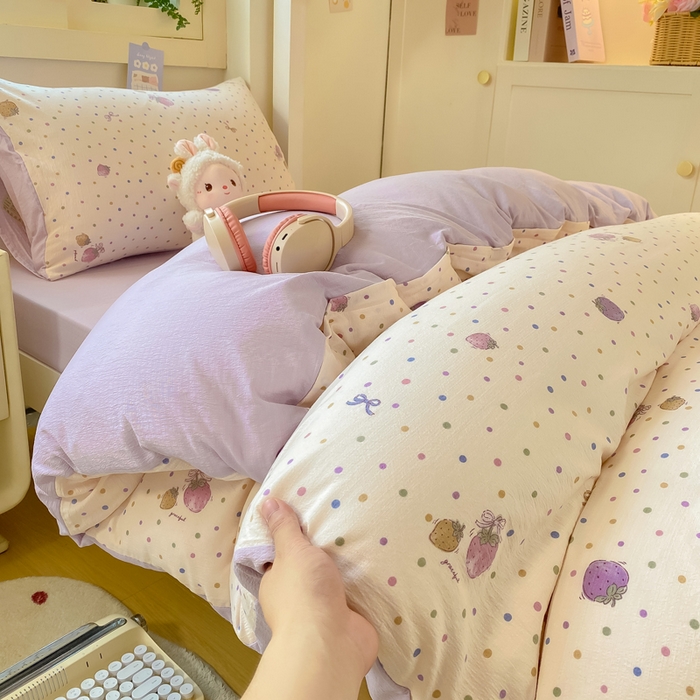 91家纺网 家纺一手货源 找家纺 丽美人家纺 2025新款A类皱皱纱学生宿舍三件套上下铺三件套六件套 QB小甜心