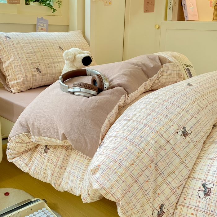 91家纺网 家纺一手货源 找家纺 丽美人家纺 2025新款A类皱皱纱学生宿舍三件套上下铺三件套六件套 QB约克夏