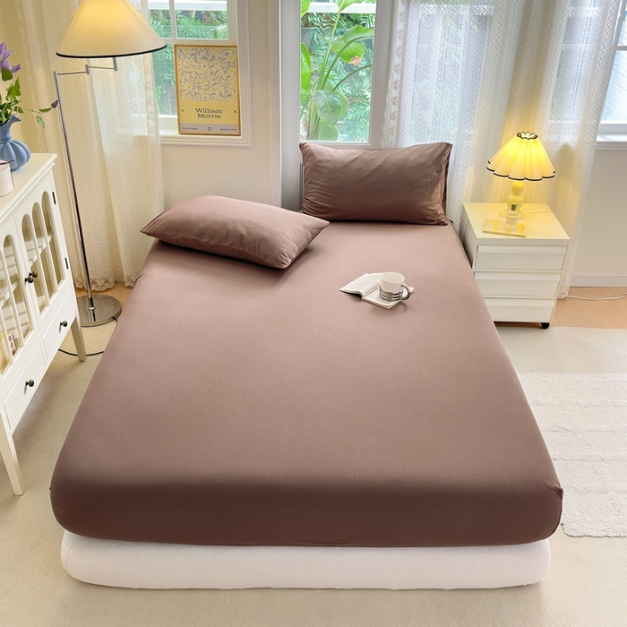 91家纺网 家纺一手货源 找家纺 舒居家纺 2025新款全棉针织棉床笠单床笠床笠单品 咖