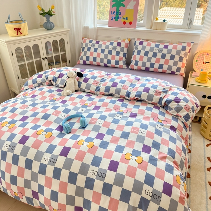 91家纺网 家纺一手货源 找家纺 舒居家纺 2025新款全棉针织棉被套枕套单被套被套单品 good格子