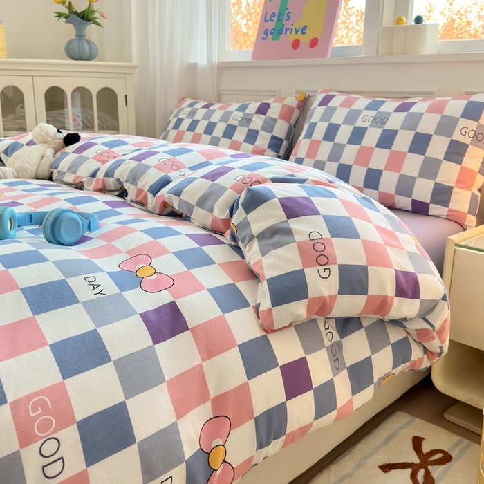 91家纺网 家纺一手货源 找家纺 舒居家纺 2025新款全棉针织棉被套枕套单被套被套单品 good格子