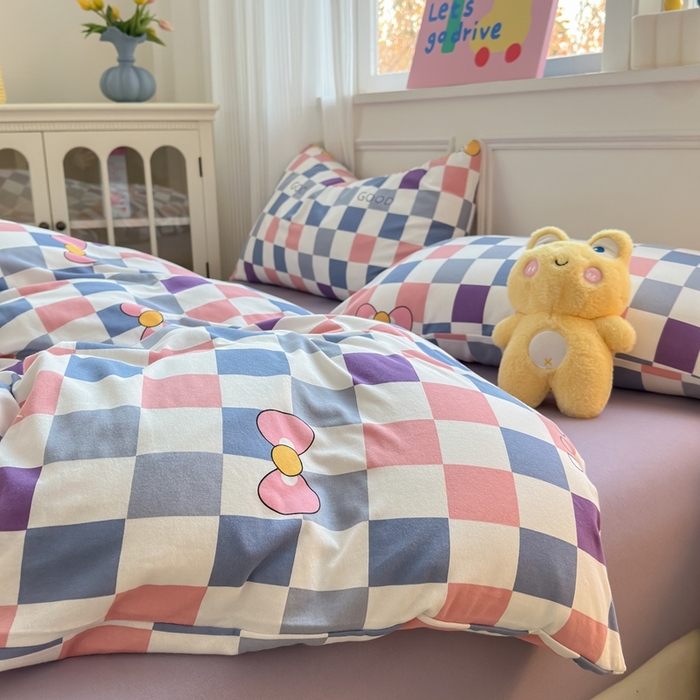 91家纺网 家纺一手货源 找家纺 舒居家纺 2025新款全棉针织棉被套枕套单被套被套单品 good格子