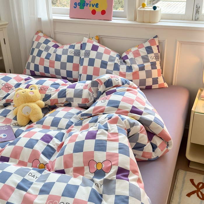 91家纺网 家纺一手货源 找家纺 舒居家纺 2025新款全棉针织棉被套枕套单被套被套单品 good格子