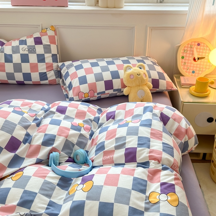 91家纺网 家纺一手货源 找家纺 舒居家纺 2025新款全棉针织棉被套枕套单被套被套单品 good格子