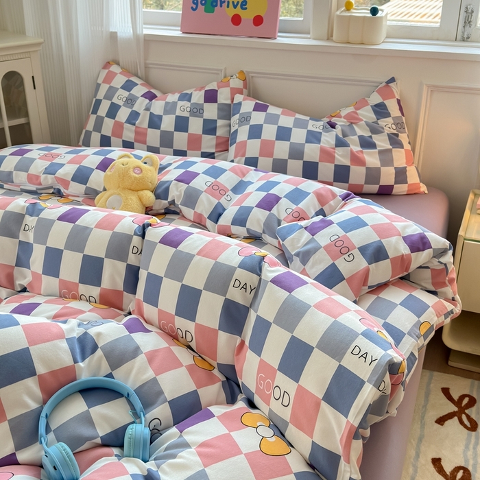 91家纺网 家纺一手货源 找家纺 舒居家纺 2025新款全棉针织棉被套枕套单被套被套单品 good格子