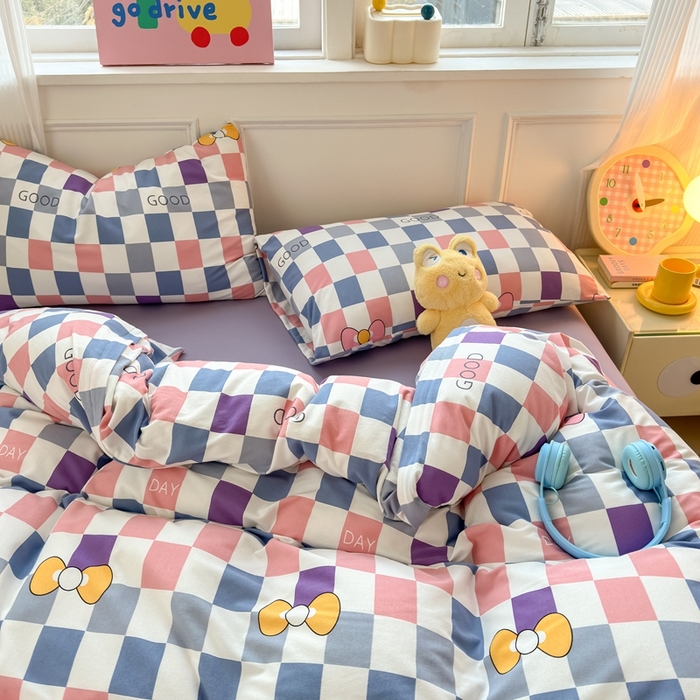 91家纺网 家纺一手货源 找家纺 舒居家纺 2025新款全棉针织棉被套枕套单被套被套单品 good格子