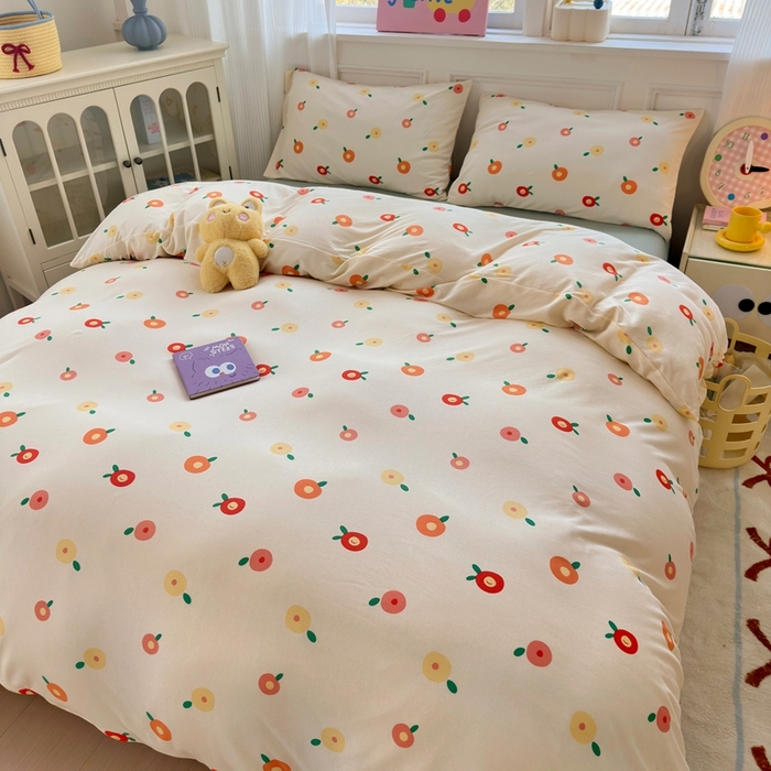 91家纺网 家纺一手货源 找家纺 舒居家纺 2025新款全棉针织棉被套枕套单被套被套单品 橘子