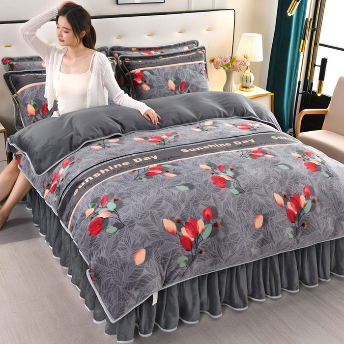 91家纺网 家纺一手货源 找家纺 （总）绒品壹家家纺 2024新款180g7斤牛奶绒印花四件套