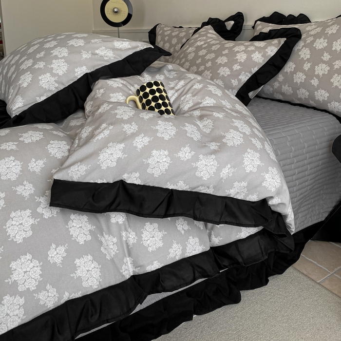 91家纺网 家纺一手货源 找家纺 （总）乐沐家纺 2025新款法式花边夹棉床盖四件套