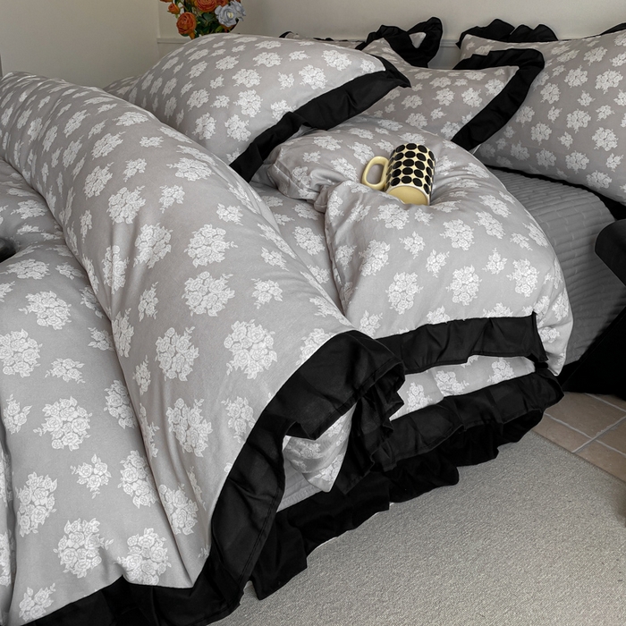 91家纺网 家纺一手货源 找家纺 （总）乐沐家纺 2025新款法式花边夹棉床盖四件套