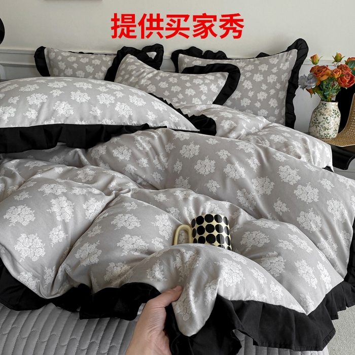 91家纺网 家纺一手货源 找家纺 （总）乐沐家纺 2025春夏新款水洗真丝绣花冰丝四件套