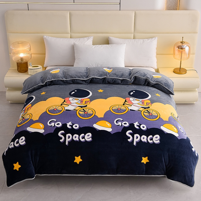 绒品壹家家纺 2024新款180g7斤牛奶绒印花四件套 遨游星空