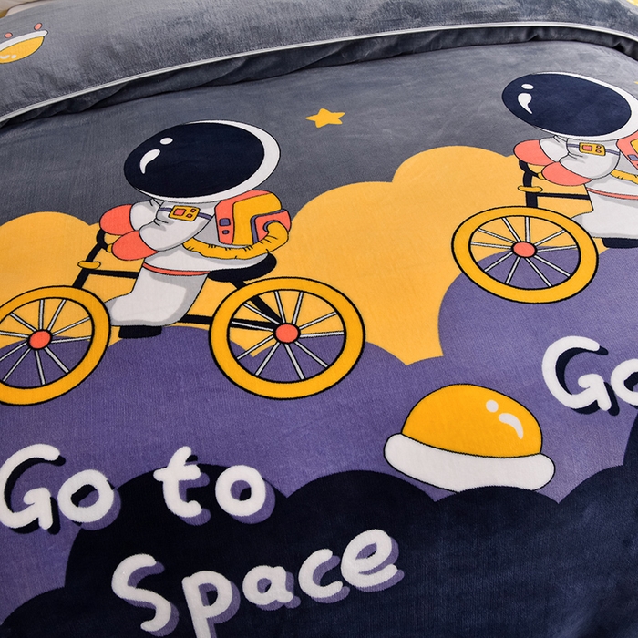 91家纺网 家纺一手货源 找家纺 绒品壹家家纺 2024新款180g7斤牛奶绒印花四件套 遨游星空