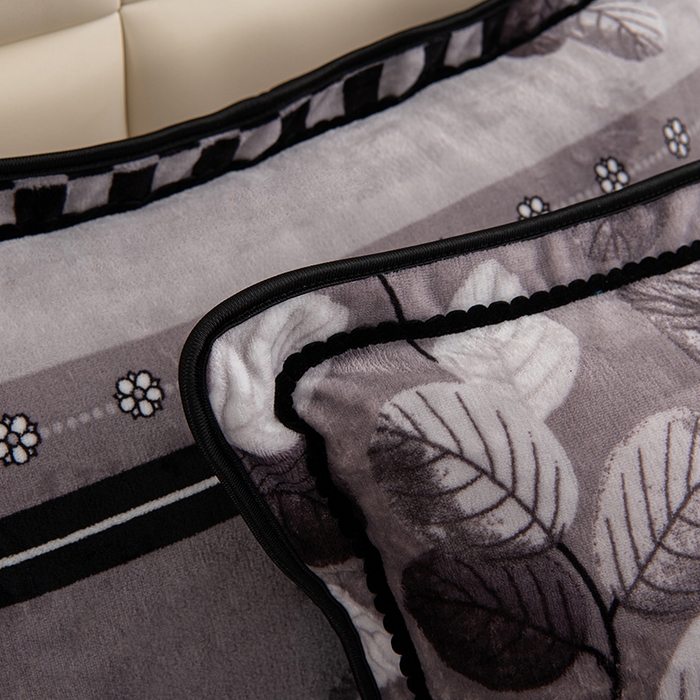 91家纺网 家纺一手货源 找家纺 绒品壹家家纺 2024新款180g7斤牛奶绒印花四件套 枝繁叶茂-灰