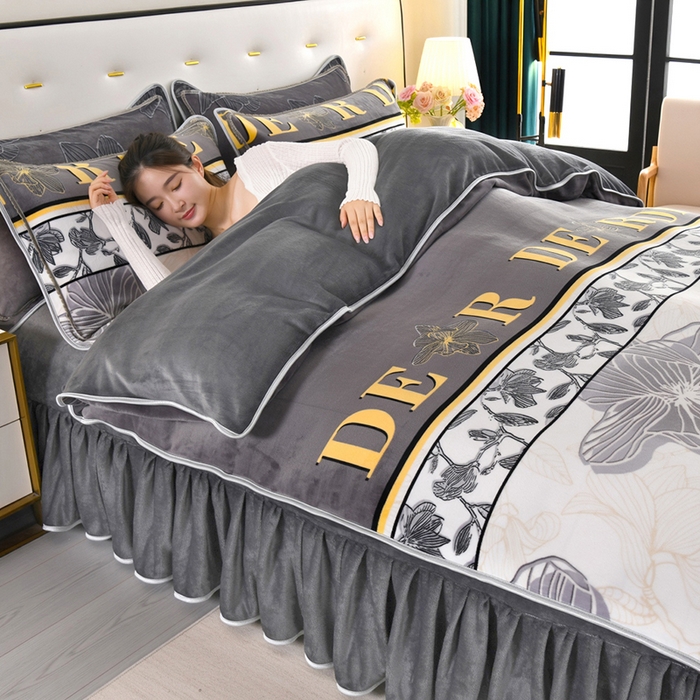 91家纺网 家纺一手货源 找家纺 绒品壹家家纺 2024新款180g7斤牛奶绒印花四件套 高雅人生