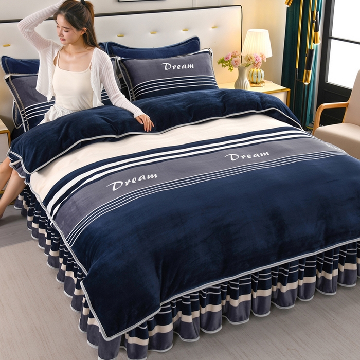 91家纺网 家纺一手货源 找家纺 绒品壹家家纺 2024新款180g7斤牛奶绒印花四件套 简约生活