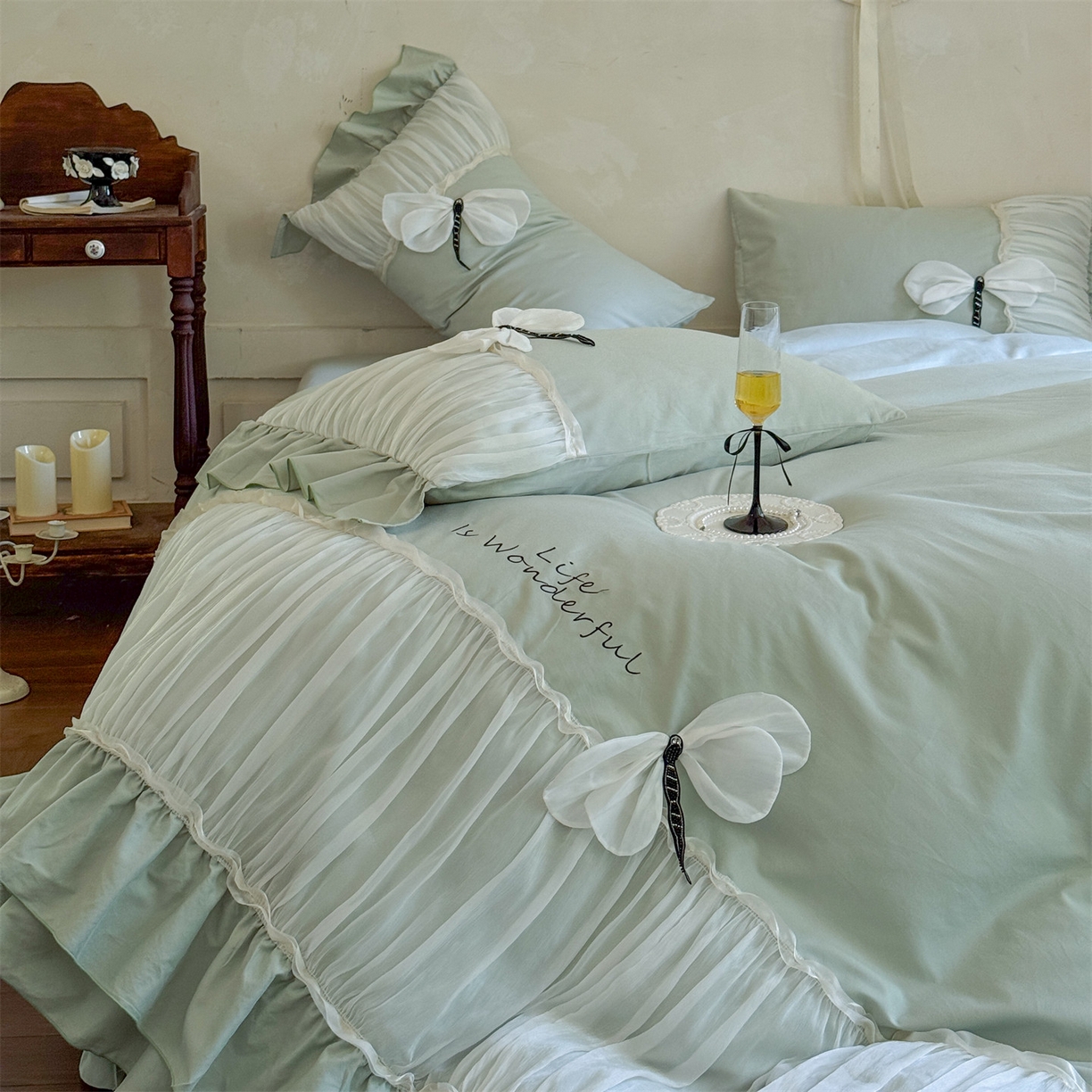 91家纺网 家纺一手货源 找家纺 （总）美娘阁 2025新款长绒棉全棉提花居家款四件套-芙莉亚